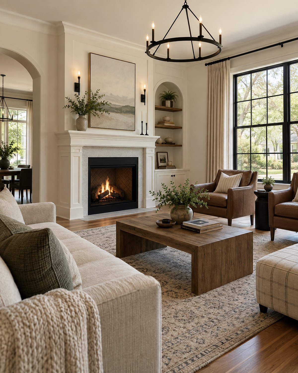Renovated home interior with warm floor and clean wall finishes