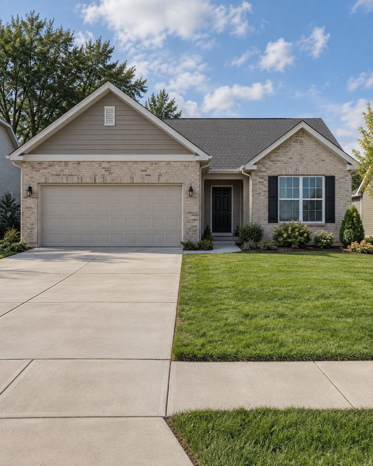 Indiana suburban home's driveway, yard, and exterior